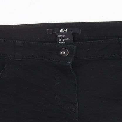 H&M Womens Black Cotton Hot Pants Shorts Size 36 in Regular Zip