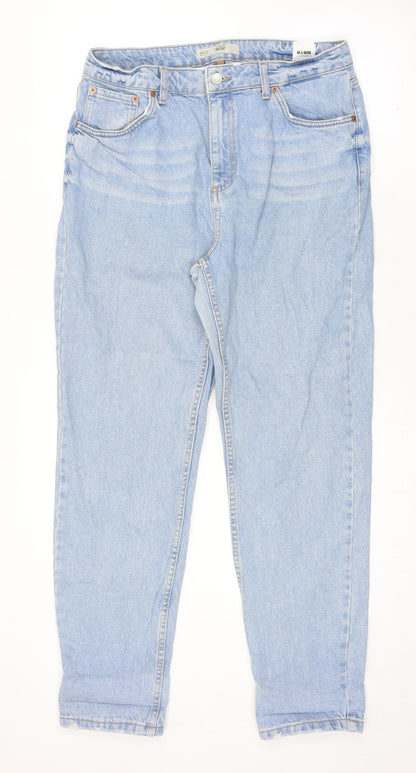 Topshop Womens Blue Cotton Tapered Jeans Size 32 in L30 in Regular Zip