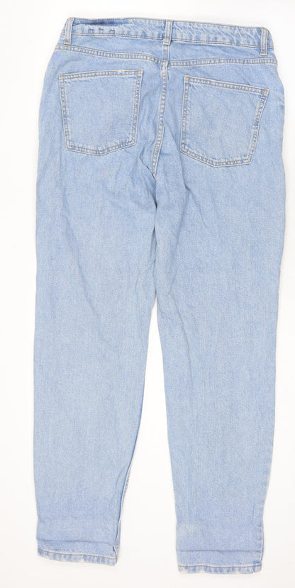 Topshop Womens Blue Cotton Tapered Jeans Size 32 in L30 in Regular Zip