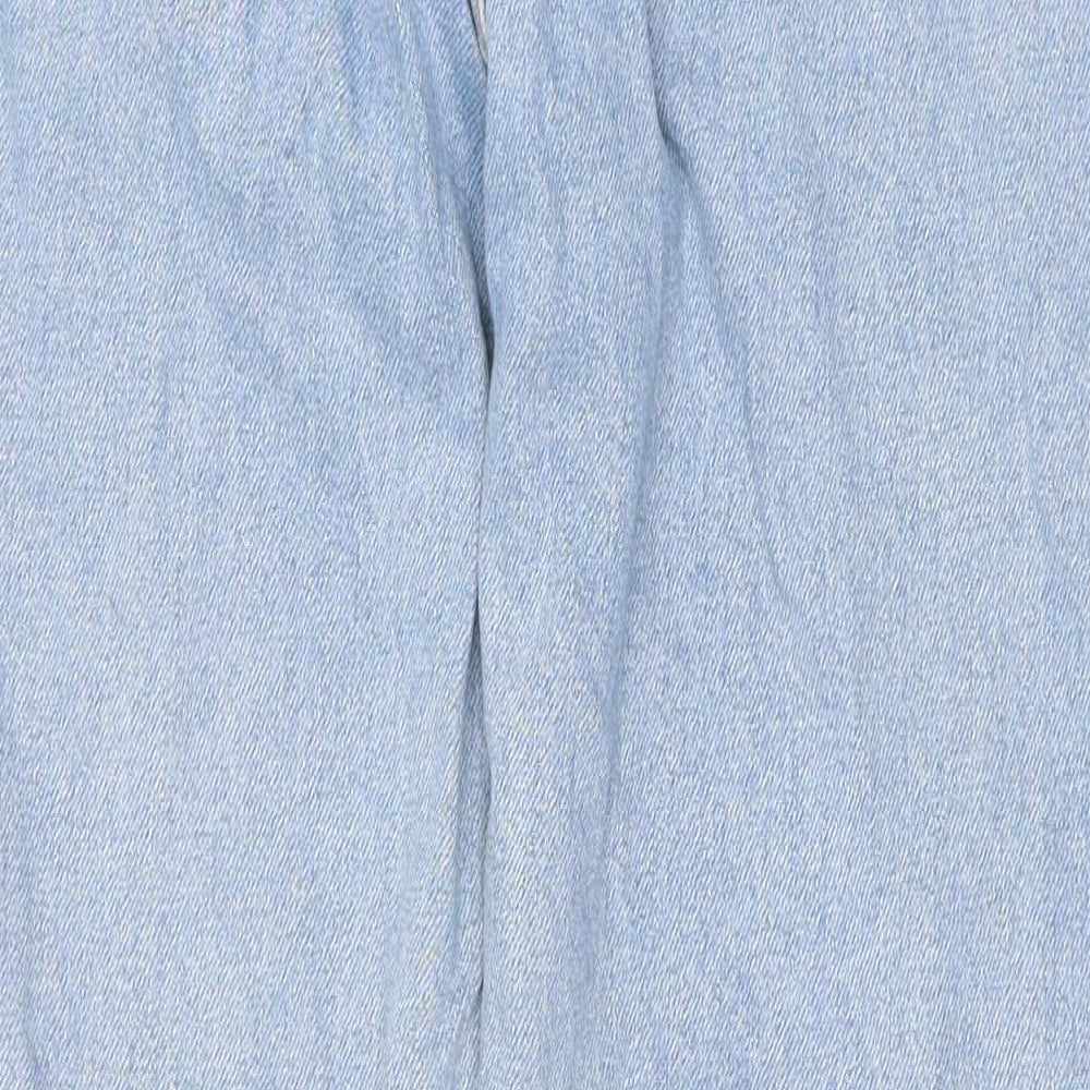 Topshop Womens Blue Cotton Tapered Jeans Size 32 in L30 in Regular Zip