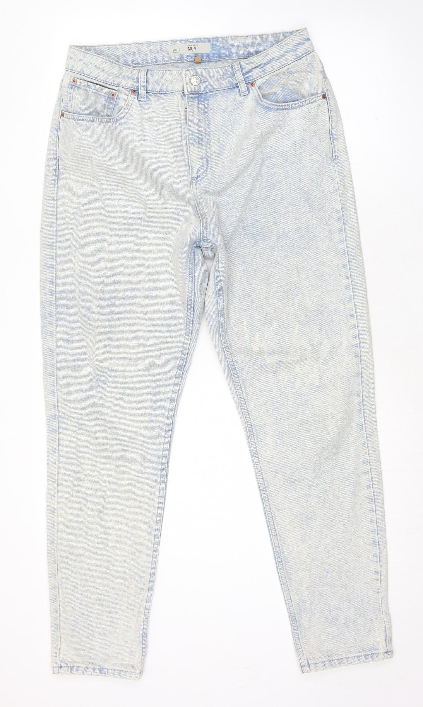Topshop Womens Blue Cotton Tapered Jeans Size 32 in L30 in Regular Zip