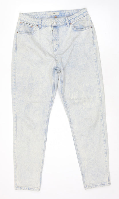 Topshop Womens Blue Cotton Tapered Jeans Size 32 in L30 in Regular Zip