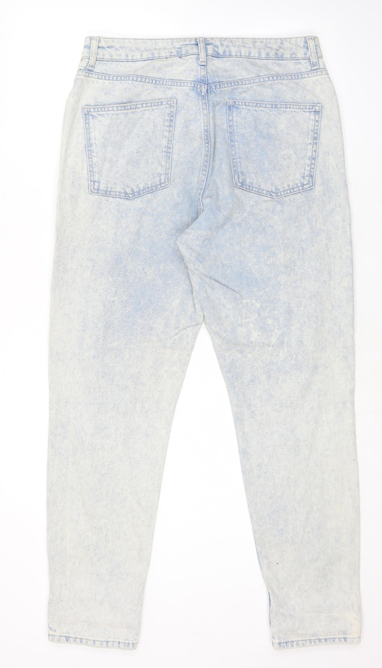 Topshop Womens Blue Cotton Tapered Jeans Size 32 in L30 in Regular Zip