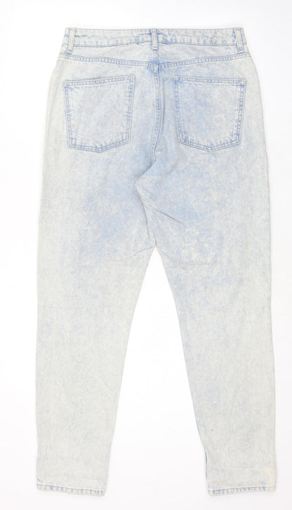 Topshop Womens Blue Cotton Tapered Jeans Size 32 in L30 in Regular Zip