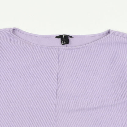 H&M Womens Purple Polyester Basic Blouse Size M Boat Neck