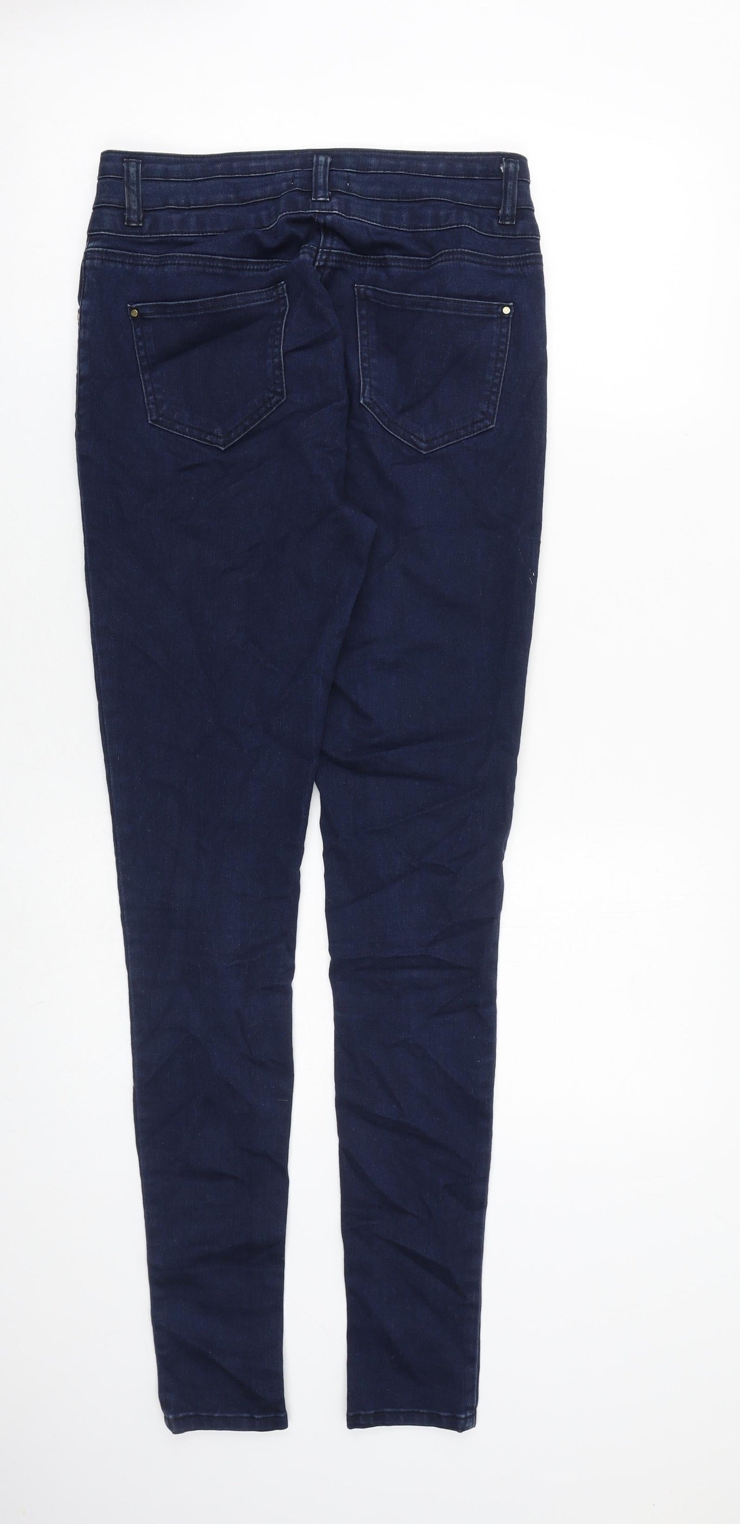 F&F Womens Blue Cotton Skinny Jeans Size 8 L32 in Slim Zip