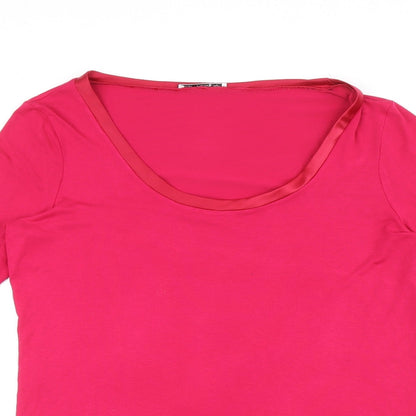 Autograph Womens Pink Viscose Basic T-Shirt Size 14 Boat Neck