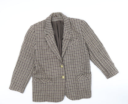 Accolade Womens Brown Plaid Nylon Jacket Blazer Size 14