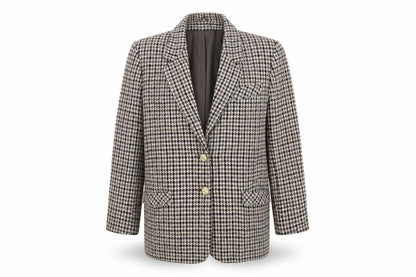 Accolade Womens Brown Plaid Nylon Jacket Blazer Size 14