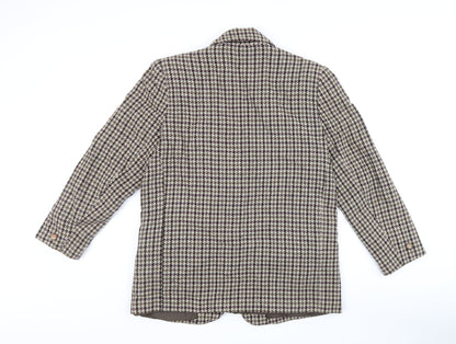 Accolade Womens Brown Plaid Nylon Jacket Blazer Size 14