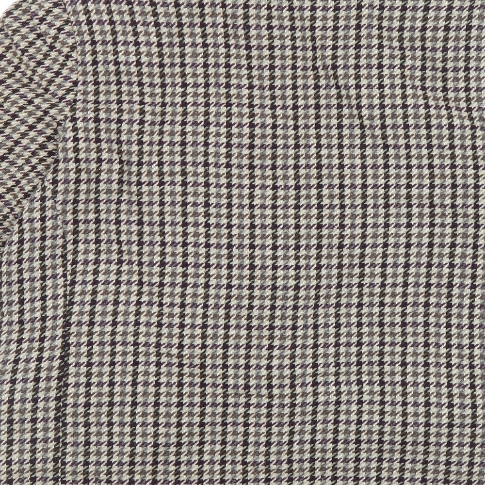 Accolade Womens Brown Plaid Nylon Jacket Blazer Size 14
