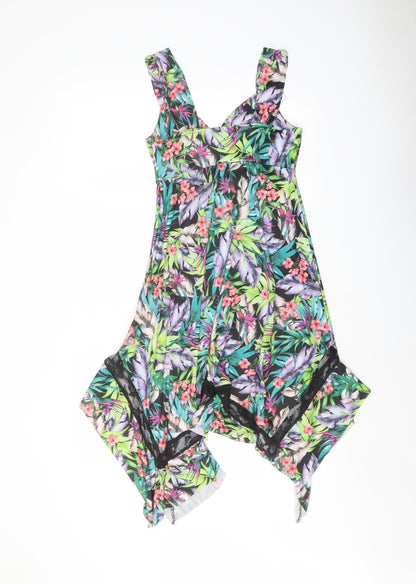Izabel Womens Multicoloured Floral Polyester Tank Dress Size 8 V-Neck Pullover