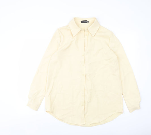 Womens UK Size 4 PRETTYLITTLETHING Beige Basic Button-Up