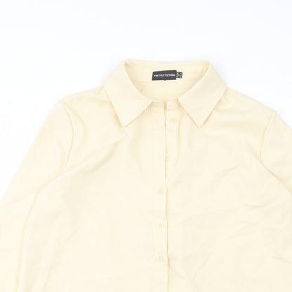 Womens UK Size 4 PRETTYLITTLETHING Beige Basic Button-Up