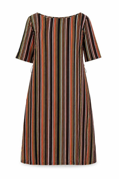 Warehouse Womens Multicoloured Striped Viscose Shift Size 12 Boat Neck Pullover