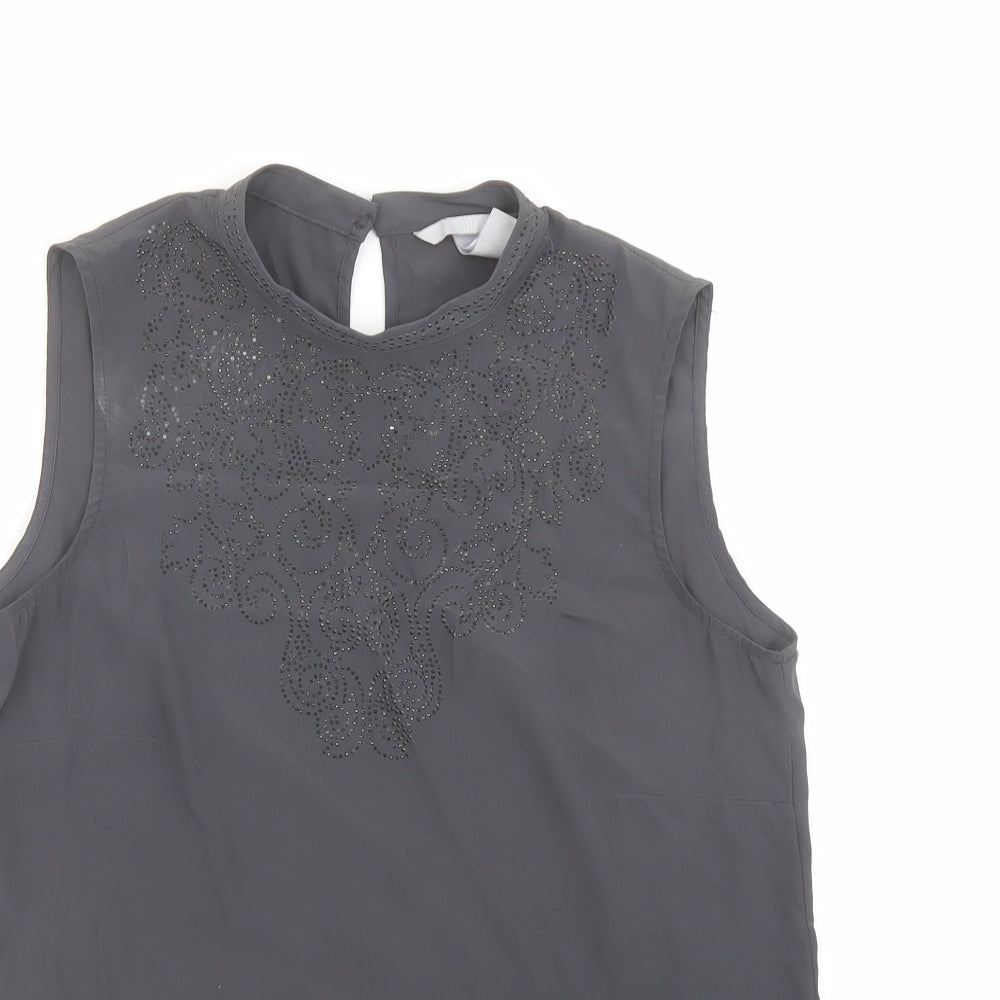 Womens UK Size 8 H&M Grey Basic Tank