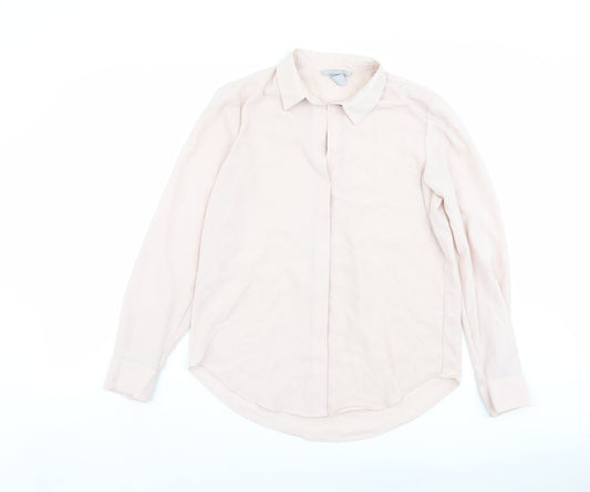 Womens UK Size 6 H&M Pink Basic Button-Up
