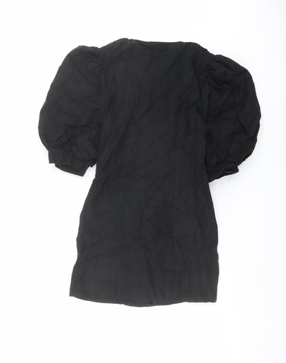 ASOS Womens Black Polyester Jacket Dress Size 6 V-Neck Button