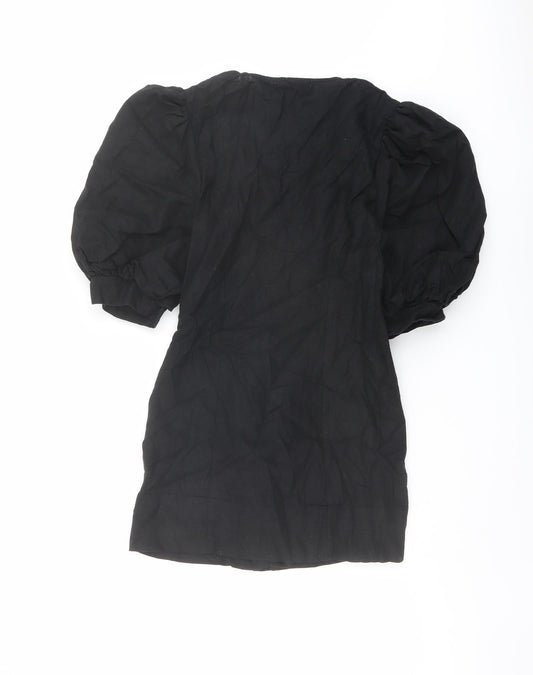 ASOS Womens Black Polyester Jacket Dress Size 6 V-Neck Button