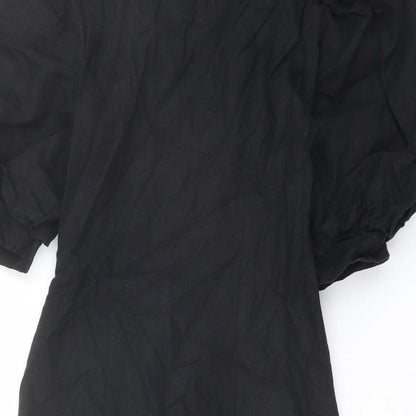 ASOS Womens Black Polyester Jacket Dress Size 6 V-Neck Button