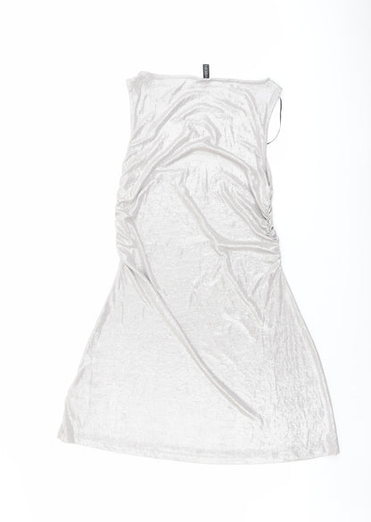H&M Womens Grey Polyester A-Line Size M Boat Neck Pullover