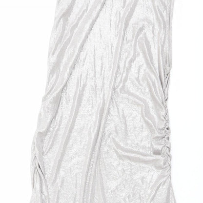 H&M Womens Grey Polyester A-Line Size M Boat Neck Pullover