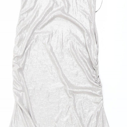 H&M Womens Grey Polyester A-Line Size M Boat Neck Pullover