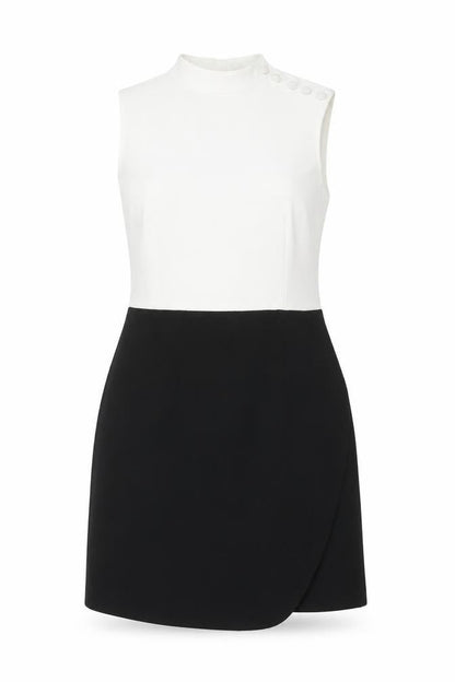 H&M Womens Black Colourblock Polyester A-Line Size 10 Round Neck Zip