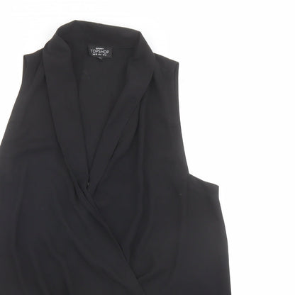 Womens UK Size 10 Topshop Black Basic Blouse