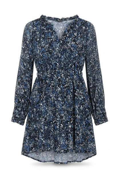 VILA Womens Blue Paisley Viscose Fit & Flare Size 8 V-Neck Pullover