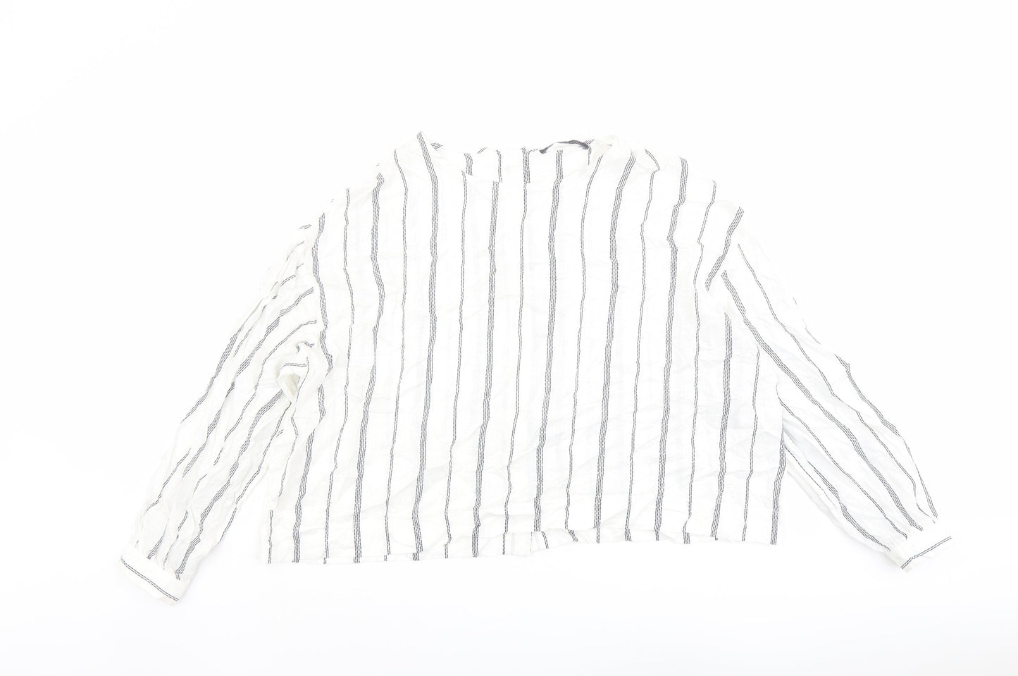 Marks and Spencer Womens White Striped Viscose Basic Blouse Size 12 Boat Neck