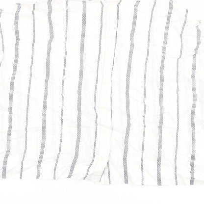 Marks and Spencer Womens White Striped Viscose Basic Blouse Size 12 Boat Neck