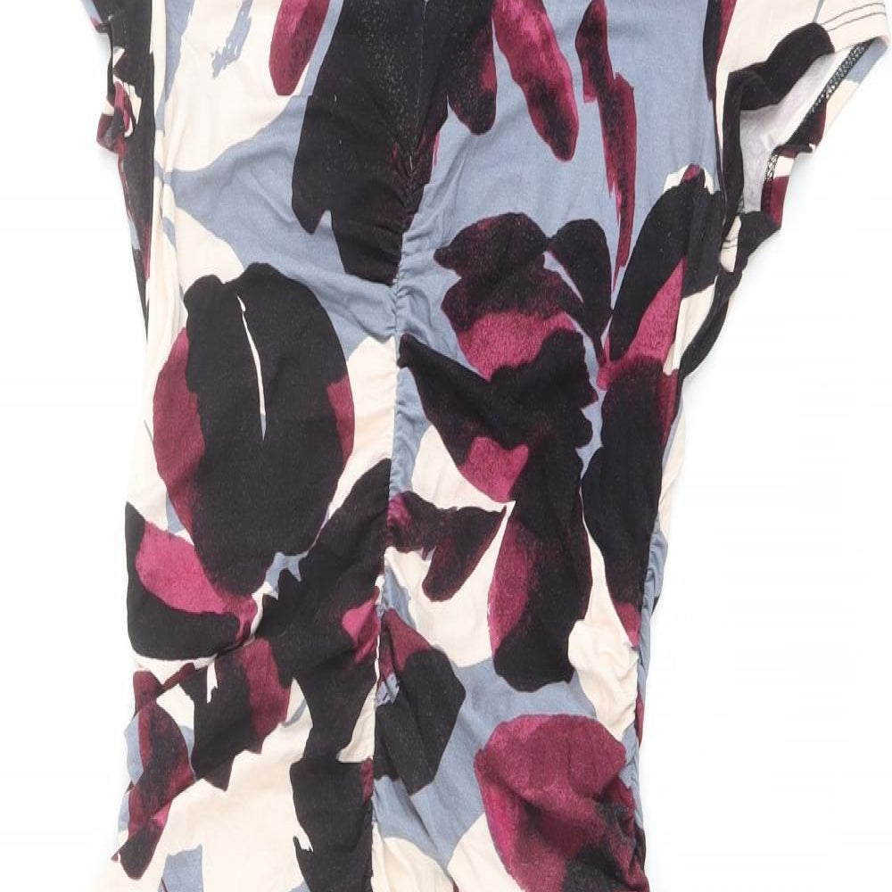 Phase Eight Womens Multicoloured Floral Viscose Sheath Size 10 V-Neck Pullover