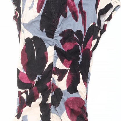 Phase Eight Womens Multicoloured Floral Viscose Sheath Size 10 V-Neck Pullover
