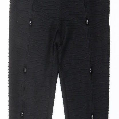 Solado Womens Black Polyester Trousers Size S L33 in Regular Zip