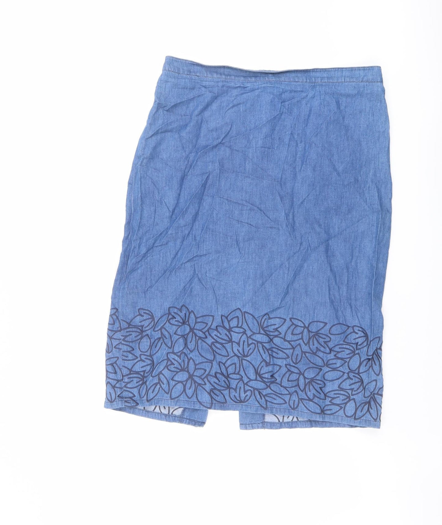 Dickins & Jones Womens Blue Floral Cotton A-Line Skirt Size 12 Zip