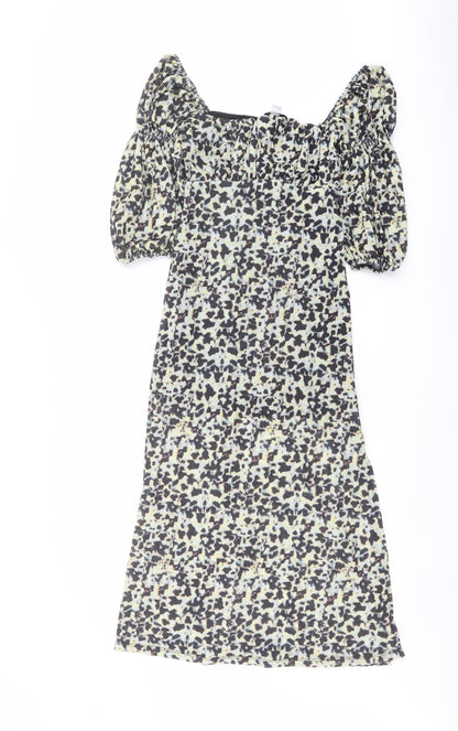 Topshop Womens Multicoloured Animal Print Polyester A-Line Size 8 Square Neck Pullover