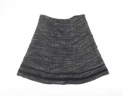 Marks and Spencer Womens Black Geometric Viscose A-Line Skirt Size 18 Zip