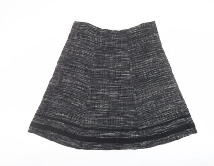 Marks and Spencer Womens Black Geometric Viscose A-Line Skirt Size 18 Zip