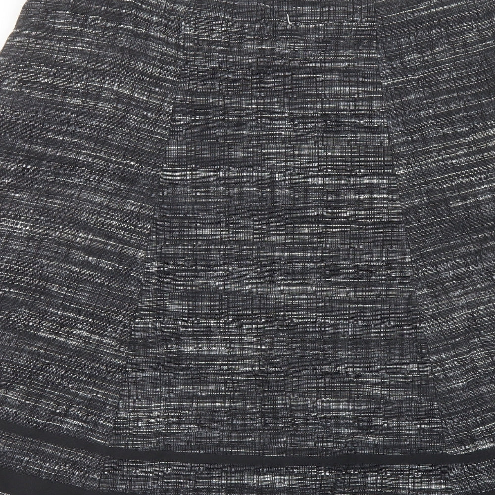 Marks and Spencer Womens Black Geometric Viscose A-Line Skirt Size 18 Zip