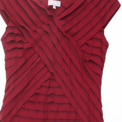 Per Una Womens Pink Polyester Pencil Dress Size 14 V-Neck Pullover - Textured