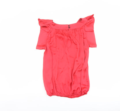 Womens UK Size 10 River Island Red Basic Blouse