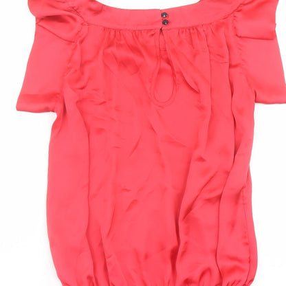Womens UK Size 10 River Island Red Basic Blouse