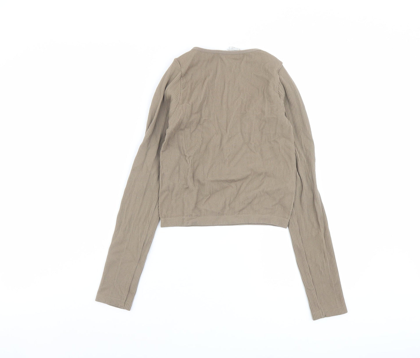 Womens UK Size XS Stradivarius Beige Cropped T-Shirt