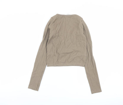 Womens UK Size XS Stradivarius Beige Cropped T-Shirt