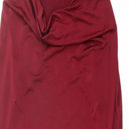 H&M Womens Red Polyester Mini Size S Cowl Neck Pullover