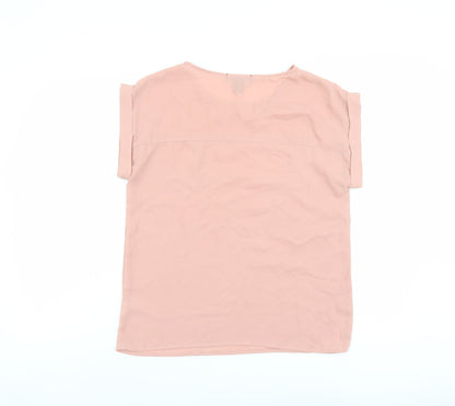 FOREVER 21 Womens Pink Polyester Basic T-Shirt Size S Round Neck