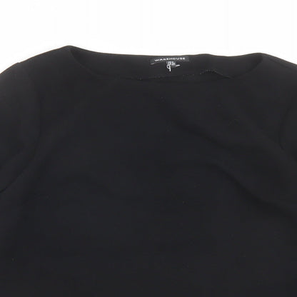 Womens UK Size 8 Warehouse Black Basic Blouse