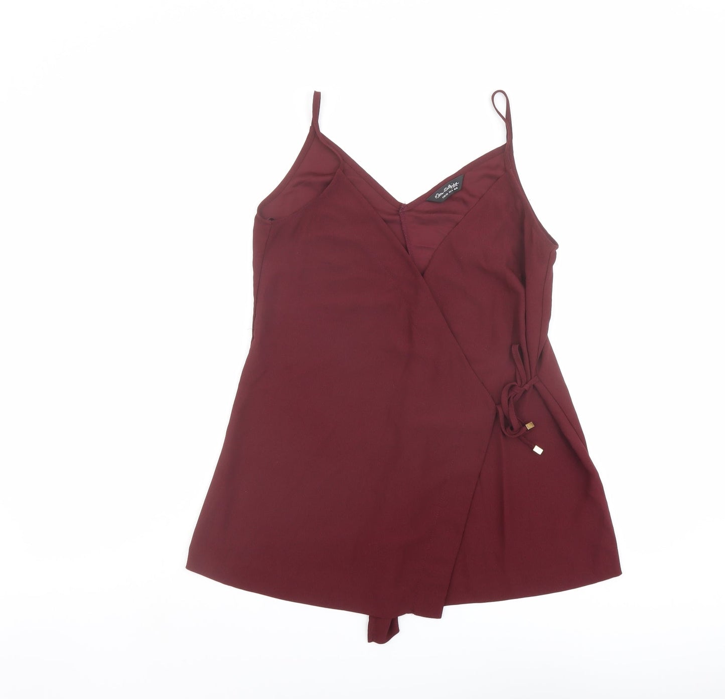 Miss Selfridge Womens Red Polyester Wrap Tank Size 10 V-Neck
