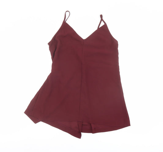 Miss Selfridge Womens Red Polyester Wrap Tank Size 10 V-Neck